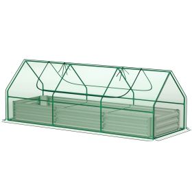 8.6 x 3 x 1ft Raised Garden Bed with Mini Greenhouse, Galvanized Raised Garden Bed with Cover for Herbs and Vegetables