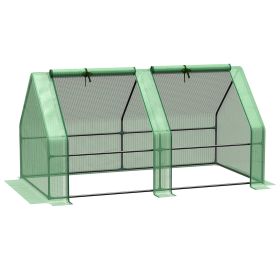 6' x 3' x 3' Portable Mini Greenhouse, Small Greenhouse with Large Zipper Doors and Water/UV PE Cover, Green