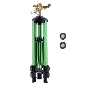 Impact Sprinkler on Tripod Base, Heavy Duty Tripod Sprinklers with Brass Head & 3/4" Connector, 360 Degree Large Area Coverage Irrigation Sprinkl