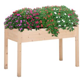 48'' Raised Garden Bed Wooden Elevated Planter Box DIY Paint with Holes for Vegetables Herb Flowers