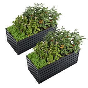 2-Pack 6x3x2 FT Galvanized Metal Raised Garden Beds, Reinforced Rustproof Colored Steel Planter Boxes for Vegetables, Flowers
