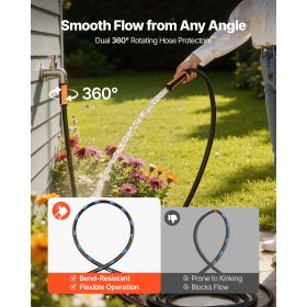 Garden Hose, 100 ft 5/8" Heavy Duty 4-Layer Rubber Water Hose, 150PSI Working & 600PSI Burst, Flexible & Non-kink Outdoor Waterhose with 3/4" Fit