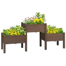 73" x 18" x 32" 3 Tier Raised Garden Bed w/ Three Elevated Planter Box for Vegetables, Herb and Flowers, Coffee