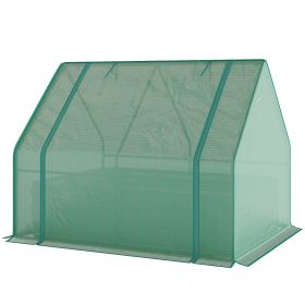 4 x 3 x 3ft Raised Garden Bed with Mini Greenhouse, Galvanized Raised Garden Bed with Cover, Green and Dark Gray