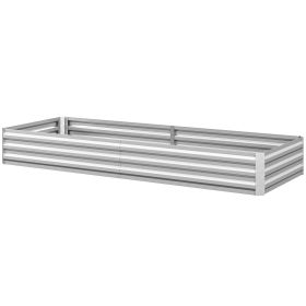 95" x 36" x 12" Galvanized Raised Garden Bed, Easy DIY and Cleaning for Growing Flowers, Herbs, Succulents, Silver