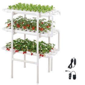 Hydroponics Growing System Kit, 3-Tier 108 Sites UPVC Pipe Hydroponic Grow Kit with Timed Irrigation, Sun & Light Blocking Pipes