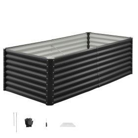 Metal Raised Garden Bed, 6 x 3 x 2 ft Outdoor Galvanized Planter Garden Box, Open Bottom Design, Large Planter Raised Bed for Growing Vegetables