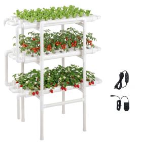 Hydroponics Growing System Kit, 3-Tier 108 Sites UPVC Pipe Hydroponic Grow Kit with Timed Irrigation, Thickened Hydroponic Pipes