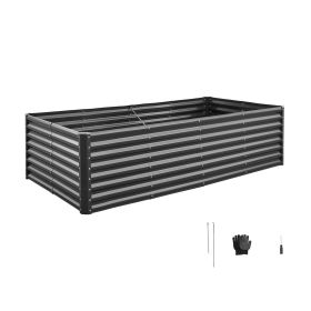 Metal Raised Garden Bed, 8 x 4 x 2 ft Outdoor Galvanized Planter Garden Box, Open Bottom Design, Large Planter Raised Bed for Growing Vegetables