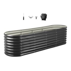 Metal Raised Garden Bed, 8 x 2 x 2 ft Oval Outdoor Galvanized Planter Garden Box, Open Bottom Design, Large Planter Raised Bed for Growing Vegeta