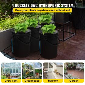 DWC Hydroponic System, 5 Gallon 4 Buckets, Deep Water Culture Growing Bucket, Hydroponics Grow Kit with Pump, Air Stone and Water Level Device