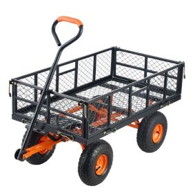 Garden Cart, Sturdy Metal Construction with Simple Assembly, Versatile Dump Cart with Dual-Function Handle, Heavy-Duty Garden Wagon