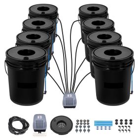DWC Hydroponic System, 5 Gallon 8 Buckets, Deep Water Culture Growing Bucket, Hydroponics Grow Kit with Pump, Air Stone and Water Level Device