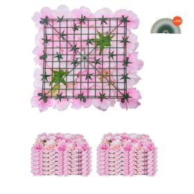 3D Flower Wall Panel, 12 PCS 15 x 15 inch, Artificial Floral Wall Background Mesh Backing Mat