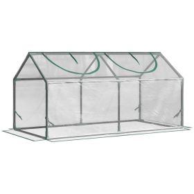 4' x 2' x 2' Portable Mini Greenhouse, Small Green House with PVC Cover, Roll-up Zippered Windows for Indoor, Outdoor Garden, Clear