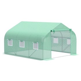 11.5' x 10' x 6.5' Outdoor Portable Walk-In Tunnel Greenhouse with Windows-Deep Green