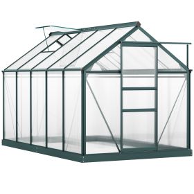 6' x 10' Greenhouse for Outdoors, Polycarbonate Greenhouse with Rain Gutter and Roof Vent