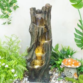Waterfall Fountain For Outdoor Gardens And Patio Backyards Includes Energy-Efficient LED Lights And Easy Setup For Instant Relaxation (Option: Grey)