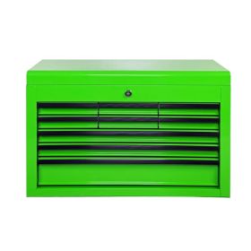 Heavy Duty Metal Tool Box, 24-inch, Portable Metal Tool Box with 9 Drawers, Small Tool Chest with EVA Liners, Ball Bearing Slide Drawers Locking (Option: Green)