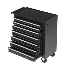 Rolling Tool Chest with 7-Drawer Tool Box with Wheels Multifunctional Tool Cart Mechanic Tool Storage Cabinet for Garage, Warehouse, Workshop, Re (Option: Black  Steel)