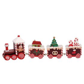 Xmas Train Ornament Cute Festive Wooden Train Window Desktop Decoration For Holiday Brown (Option: default)