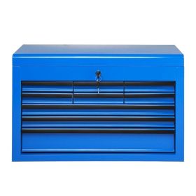 Heavy Duty Metal Tool Box, 24-inch, Portable Metal Tool Box with 9 Drawers, Small Tool Chest with EVA Liners, Ball Bearing Slide Drawers Locking (Option: Blue)