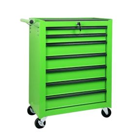 7-Drawer Rolling Tool Storage Cabinet With Detachable Top Tool Box, Universal Lockable Wheels, Adjustable Shelf, Locking Mechanism, Metal Tool Ca (Option: Green)