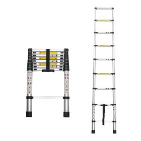 Telescoping Ladder 8.5FT, Telescopic Extension Ladder, Aluminum Alloy Folding Ladder Portable Multi-Purpose for Indoor Outdoor Work, Heavy Duty 3 (Option: Black)