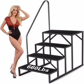 Swimming Pool Ladder Above Ground, RV Steps With Handrail, Heavy Duty Pool Step Hot Tub Steps, 660 Lbs Weight Capacity Camper Step Stool Mobile H (Option: default)