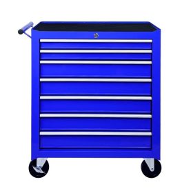 Rolling Tool Chest with 7-Drawer Tool Box with Wheels Multifunctional Tool Cart Mechanic Tool Storage Cabinet for Garage, Warehouse, Workshop, Re (Option: Blue  Steel)