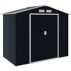7'x4' Metal Outdoor Shed Organizer & Garden Storage With 4 Vents For Airflow & 2 Easy Sliding Doors - Dark GrayMultiple Packages (Option: Dark Grey)