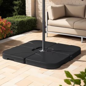 130 Lbs Outdoor Cantilever Umbrella Base, 4-Piece Square Offset Umbrella Stand Plate Set, Water And Sand Fillable, Black (Shipment From Walmart) (Option: default)