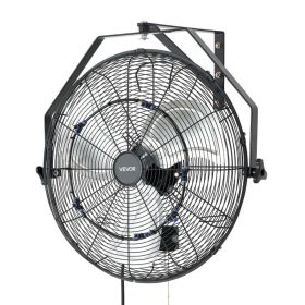 Wall Mount Fan, 20 In Wall Mounted Hanging Fan With Mist, IP44-rated Protection, 3-Speed, Long Airflow Distance, Adjustable Rotation Angle, Power (Option: default)