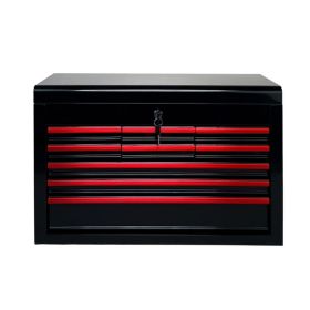 Heavy Duty Metal Tool Box, 24-inch, Portable Metal Tool Box with 9 Drawers, Small Tool Chest with EVA Liners, Ball Bearing Slide Drawers Locking (Option: Black)