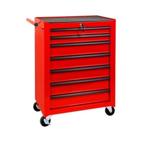 7-Drawer Rolling Tool Storage Cabinet With Detachable Top Tool Box, Universal Lockable Wheels, Adjustable Shelf, Locking Mechanism, Metal Tool Ca (Option: Red)