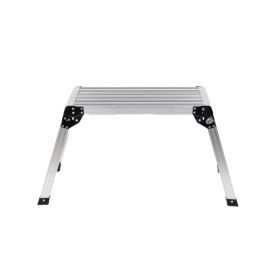 Folding Work Platform, Aluminum Drywall Stool Ladder, 330 lbs Load Capacity Heavy Duty Work Bench w/Non-Slip Feet, Ideal for Washing Vehicles, Cl (Option: Silver)