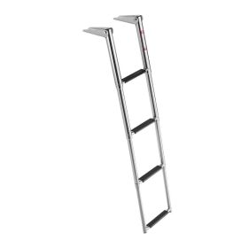 Boat Ladder, 4 Steps, Stainless Steel Telescoping Folding Swim Deck Ladder For Rear Entry Inboard, Heavy Duty 900 Lbs Capacity With Wide Anti-Sli (Option: default)