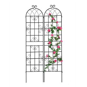 2 Pack Metal Garden Trellis 86.7" x 19.7" Rustproof Trellis for Climbing Plants Outdoor Flower Support (Color: Black)