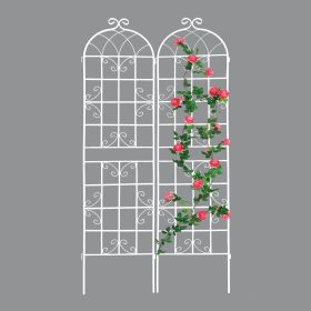2 Pack Metal Garden Trellis 86.7" x 19.7" Rustproof Trellis for Climbing Plants Outdoor Flower Support (Color: CREAM WHITE)