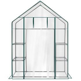 Mini Walk-in Greenhouse With PVC Cover, 4-Shelf Indoor Outdoor Plant Gardening Green House For Garden Backyard, 56inch X 29inch X 77inch, Transpa (Option: Transparent)