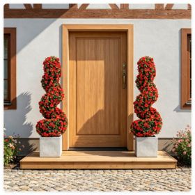 2 Pack Realistic Lifelike Faux Spiral Plant, All-Weather PE Artificial Flower Shrub For Indoor Outdoor Home Garden Decoration - Red (Option: default)