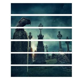 Halloween 3D Waterproof Stair Wall Crow Tombstone Stickers Home Party Decoration (Option: default)