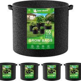 4 Pack Fabric Grow Bags 10 Gallon Thickened Nonwoven Garden Pots Growing Bags With Handles Black (Option: Black)