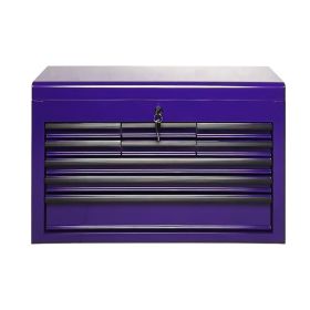Heavy Duty Metal Tool Box, 24-inch, Portable Metal Tool Box with 9 Drawers, Small Tool Chest with EVA Liners, Ball Bearing Slide Drawers Locking (Option: Purple)
