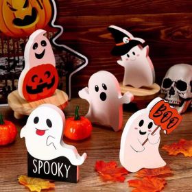 5pcs Cute Ghost Table Sign Festival Decoration PVC Spooky Desk Ornaments Table Sign For Theme Party (Option: default)